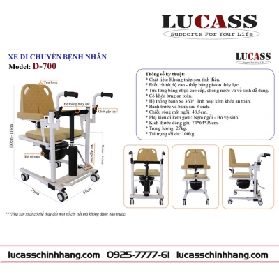 XE DI CHUYỂN BỆNH NHÂN LUCASS D-700