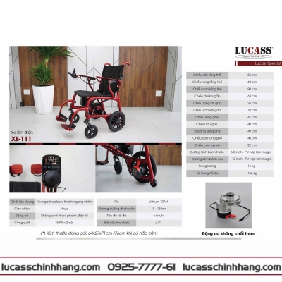 Xe lăn điện Lucass XE-111 – Nhẹ, gọn, tiện lợi cho người cao tuổi