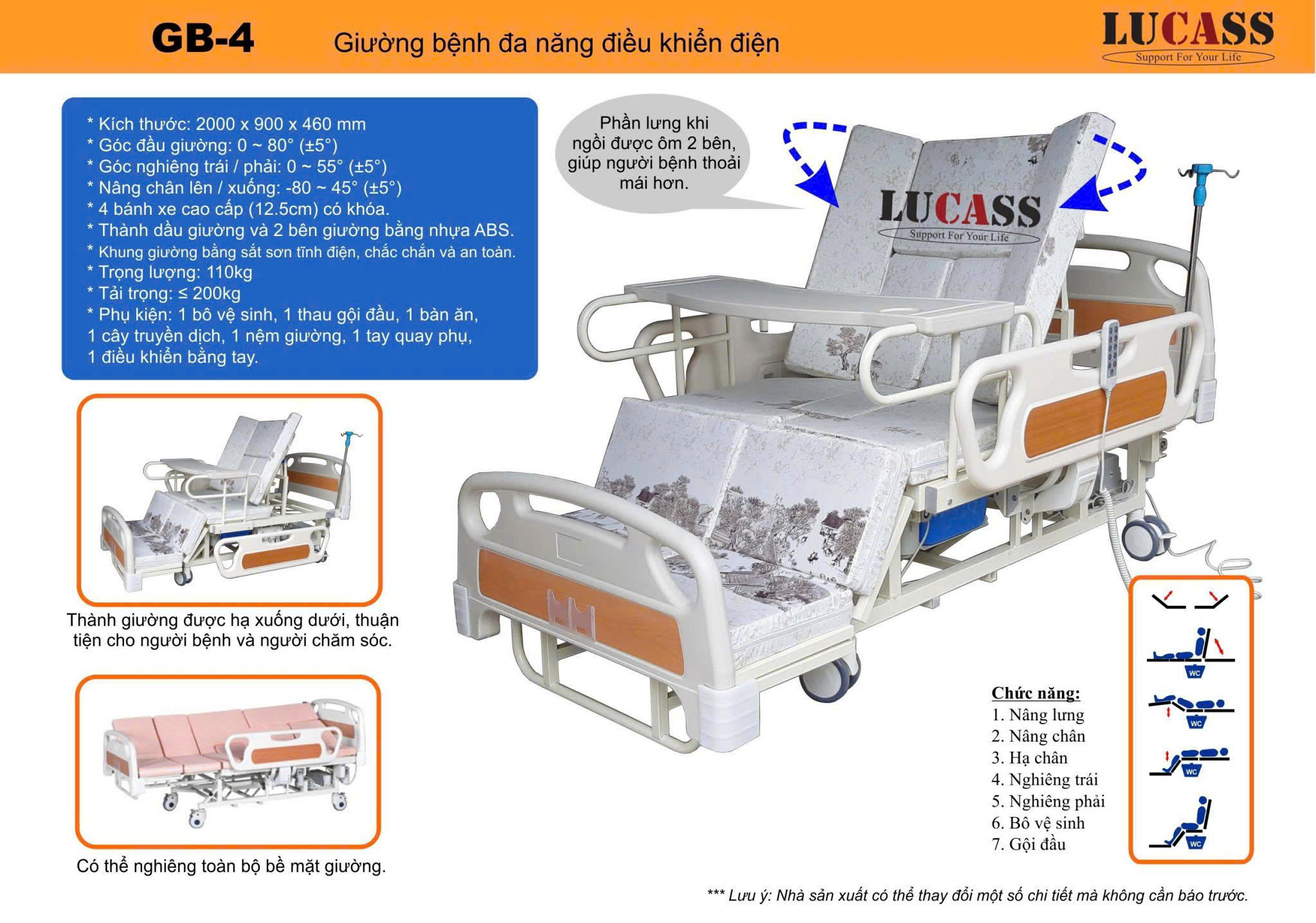 giường bệnh lucass gb 4 (GB-4E cũ)