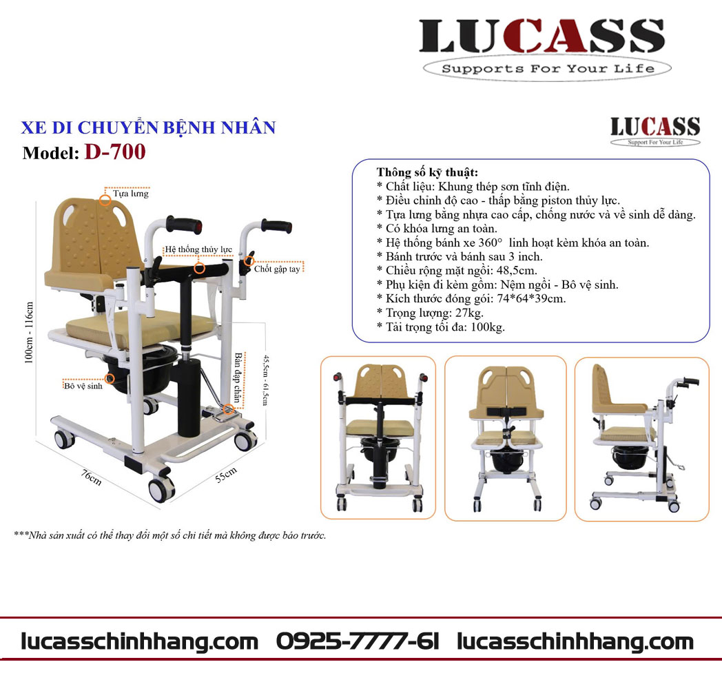 Xe di chuyển bệnh nhân Lucass D-700
